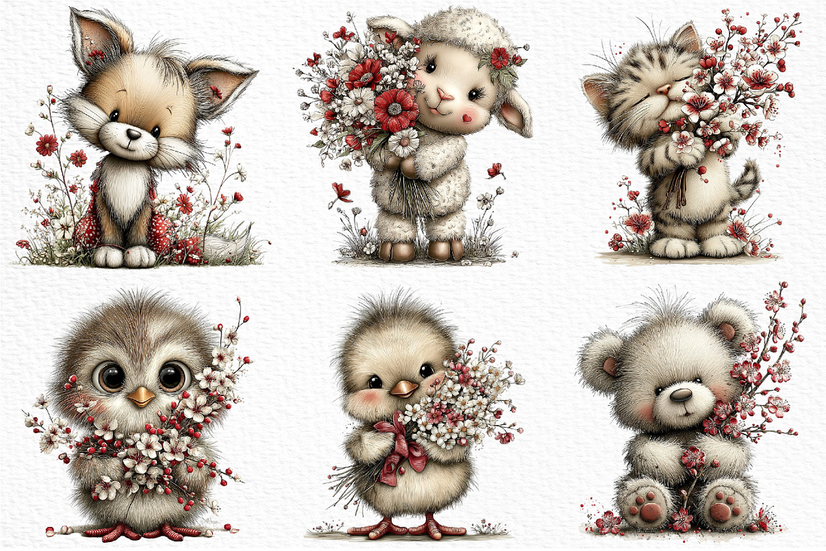 Whimsical Spring Animals Clipart, an Illustration by Craft Nest (Photo 3 of 11)