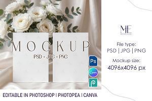 Double Card Mockup 5x7 Invitation, a Merchandise Mockup by Mie Mockup Studio