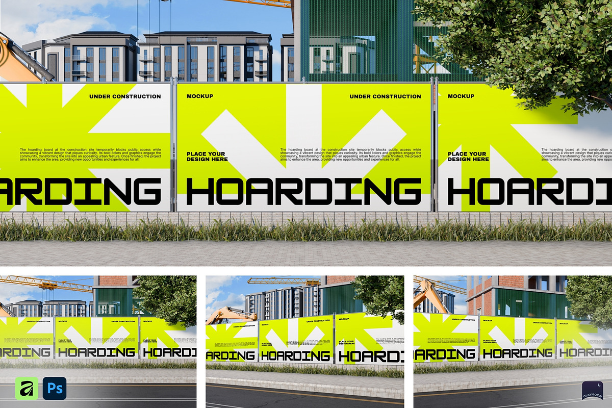 Construction Hoarding Banner Mockup, a Mockup by Claymoon Lab (Photo 1 of 4)