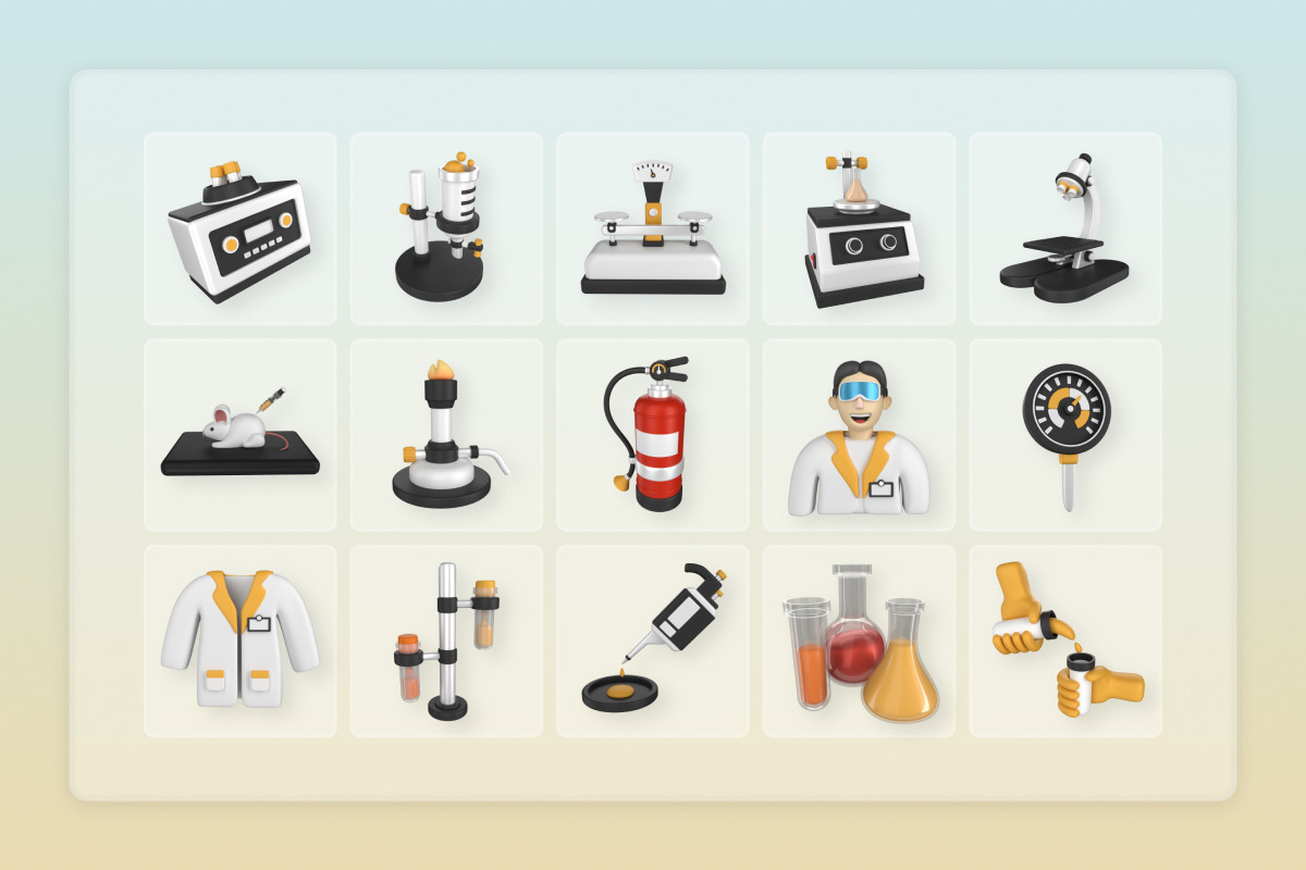 Scientific Laboratory 3D Icon Packs, a Technology Illustration by twinstd (Photo 6 of 6)