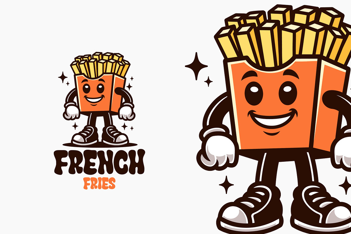French Fries Retro Vintage Mascot Ch, a Branding & Logo Template by Gumrega Studio