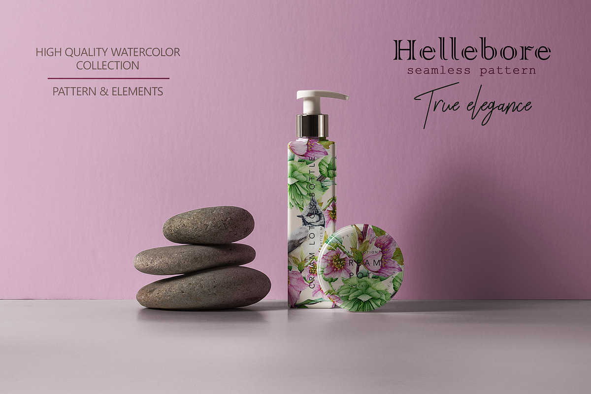 Hellebore Floral Seamless Pattern, a Decorative Illustration by AnitaPol (Photo 3 of 12)