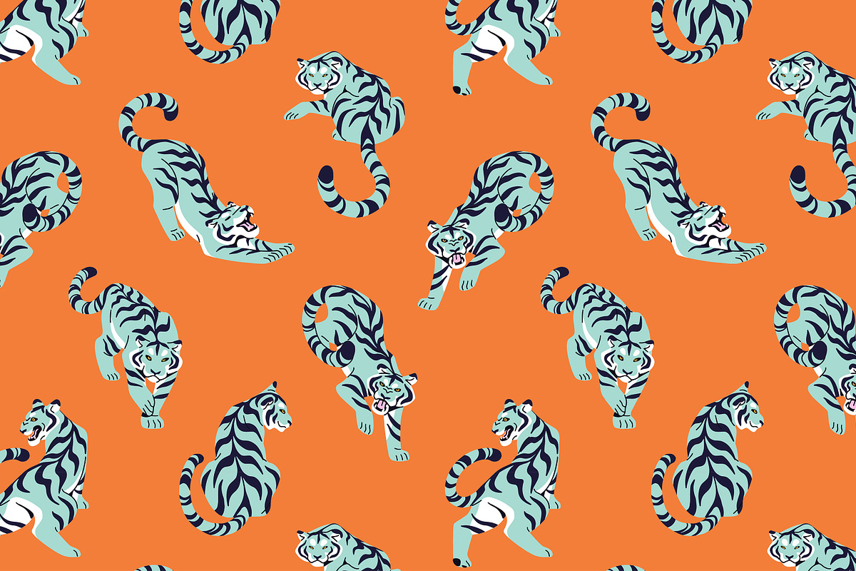 Wild tigers set, cards, patterns, an Animal Illustration by PaperTrident (Photo 10 of 10)