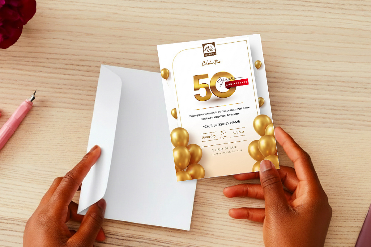 Anniversary Gold Logo, Greeting Card, a Graphic by OtpirusGraphic (Photo 5 of 7)