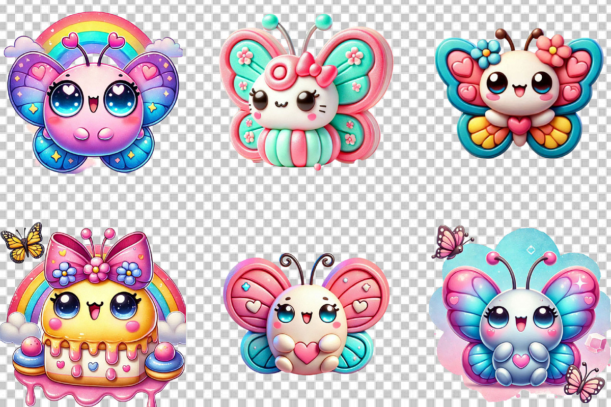 Kawaii Butterfly Sublimation Clipart, an Illustration by SVGArt (Photo 2 of 2)