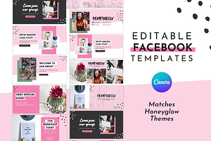 Facebook Template Pink Canva Set