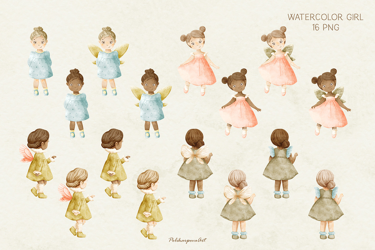 Watercolor FAIRY and flowers, an Illustration by polikarpovaart (Photo 12 of 15)