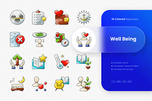 Well Being Colored Icons, an Outline Icon by cidcud_graphic