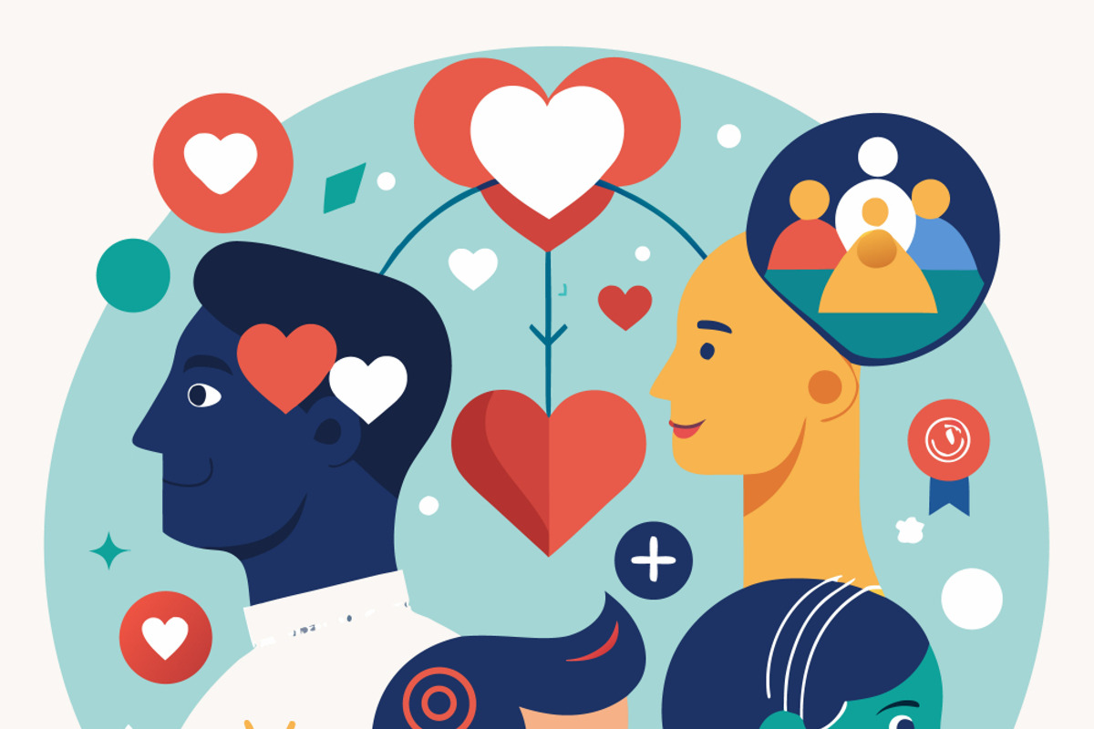 people's heads connected with hearts, a Person Illustration by SouravDesign (Photo 2 of 3)