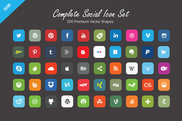 Complete Social Icon Set - Vector preview 6