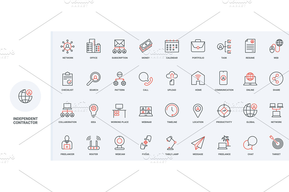 Freelance remote work home icons, a Technology Illustration by Lemberg Vector