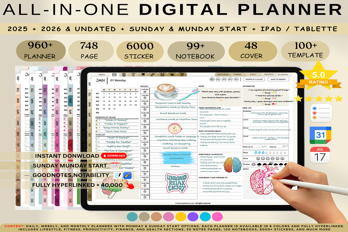 Interactive Digital Planner | iPad, a Templates & Theme by Plamarplanners (Photo 1 of 11)