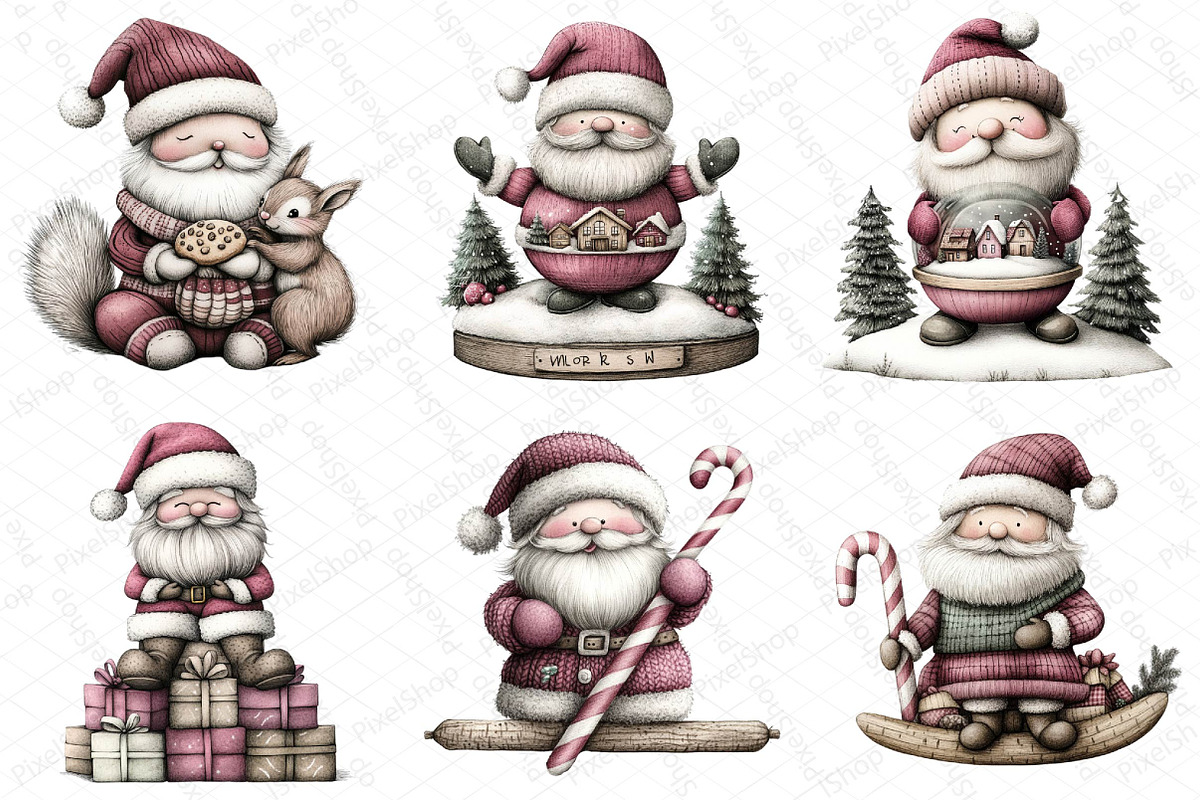 Christmas Whimsical Santa Clipart, an Illustration by DreamPrint404 (Photo 6 of 6)