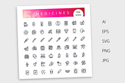 Medicines Line Icons Set, an Outline Icon by Voysla's Shop (Thumbnail 4 of 4)