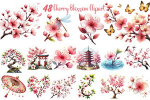 Japanese Cherry Blossom Clipart, an Illustration by DreamCafeArt