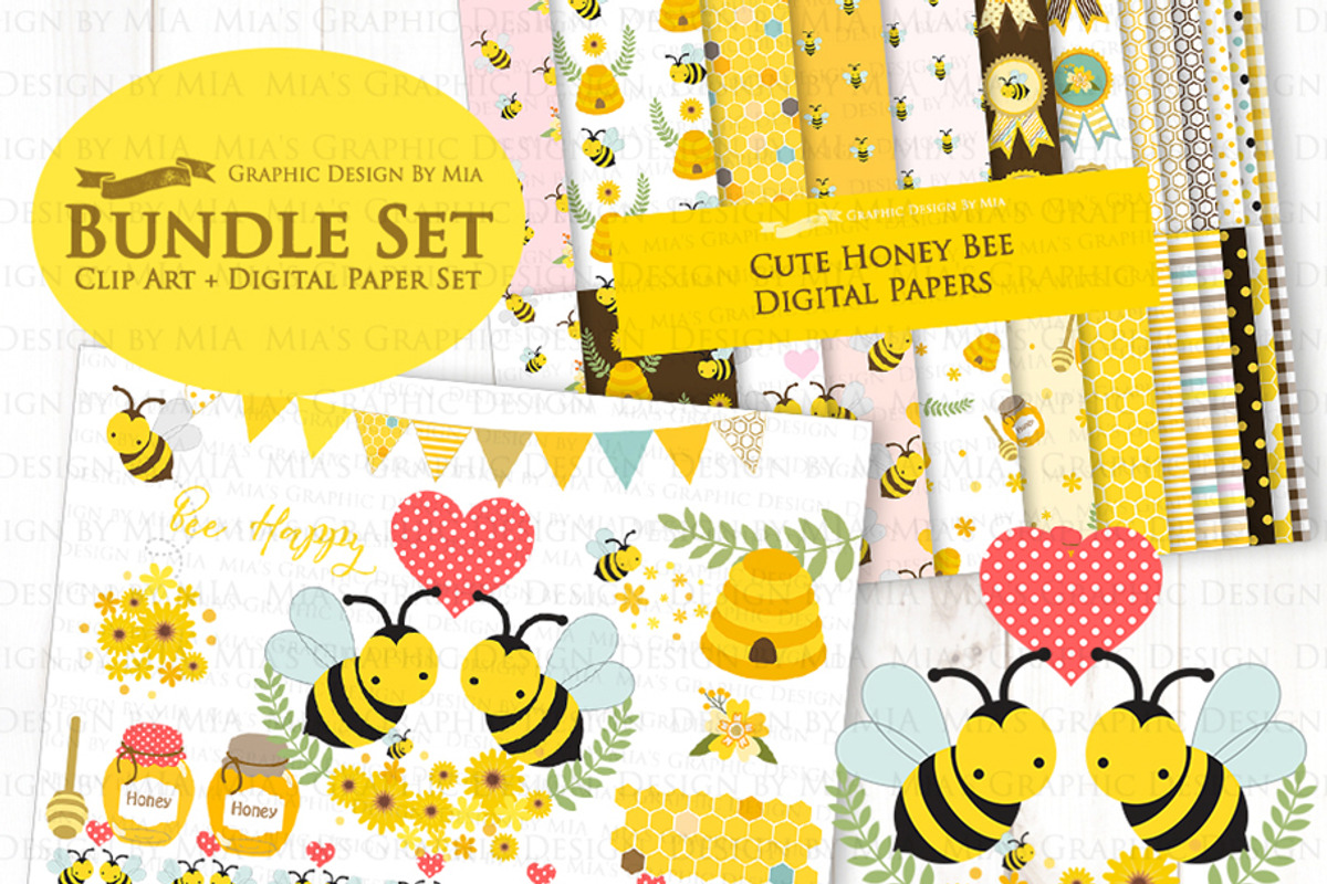 Cute Bee, Bee, Honey Bee, an Illustration by Mia's Graphic Design (Photo 2 of 9)