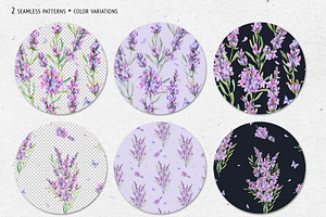 Watercolor Lavender Clip Art