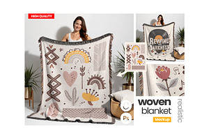 50x60" Woven Blanket Mockup Held-Up