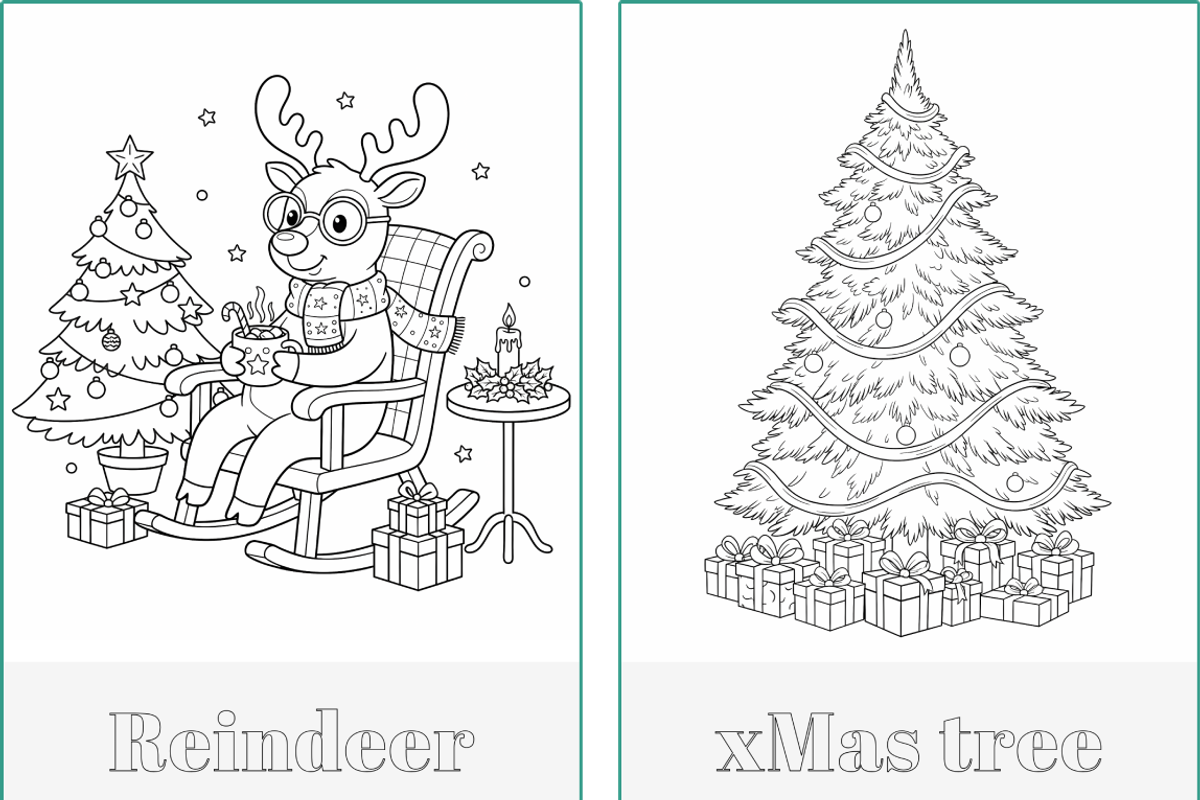 Winter Holidays Xmas Coloring Pages, a Seasonal Illustration by Nuvame Arts & Designs (Photo 14 of 19)