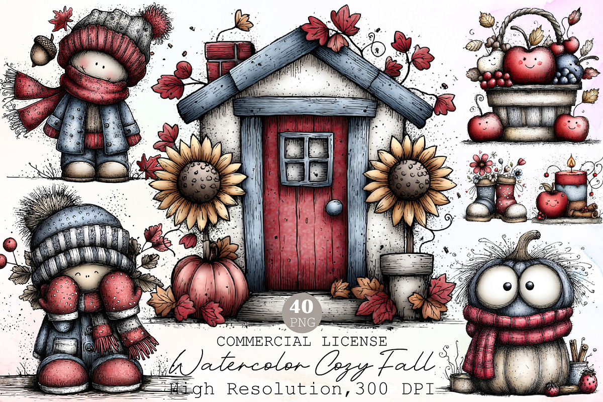 Watercolor Cozy Fall Clipart Bundle, an Illustration by Sublimation Artist (Photo 1 of 6)