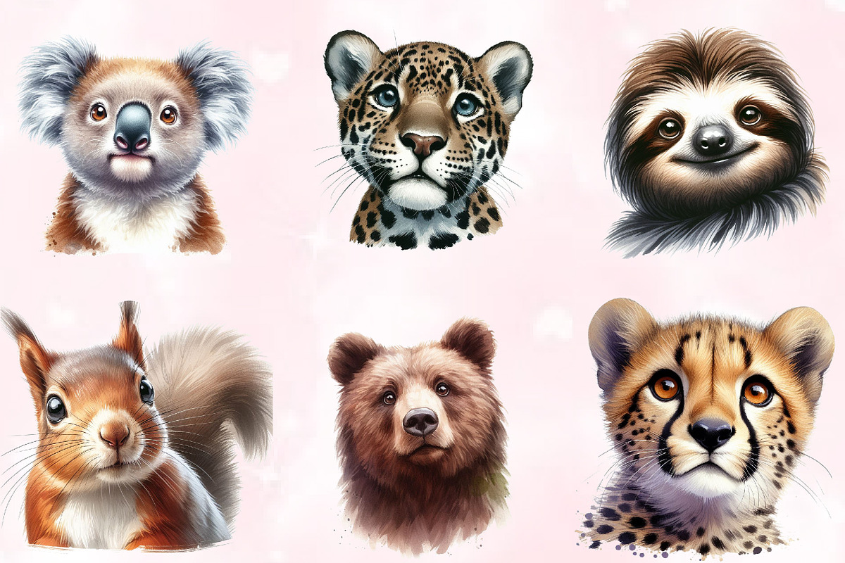 Watercolor Wild Animals Clipart, an Animal Illustration by Craft Nest (Photo 2 of 5)
