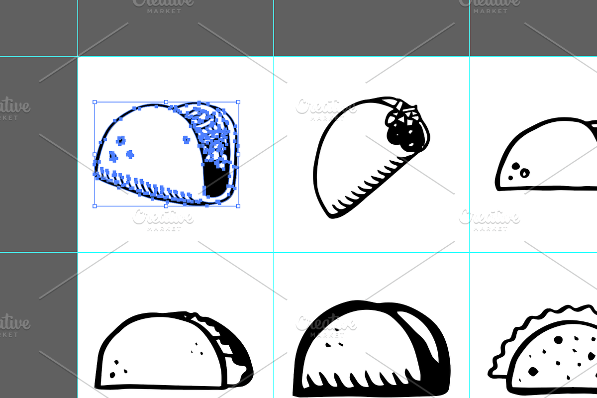 50 Hand-Drawn Taco Illustrations, a Food Illustration by Flavor Graphics (Photo 3 of 3)