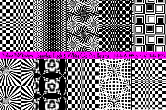 Black & White Op Art Patterns preview 7
