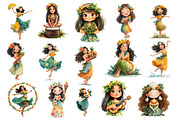 Hawaiian Hula Girls Clipart PNG, an Illustration by Dream Creation (Thumbnail 2 of 3)