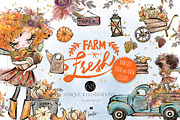 Fall Farm Market Clipart Autumn PNG, a Seasonal Illustration by KaramfilaS (Thumbnail 1 of 11)