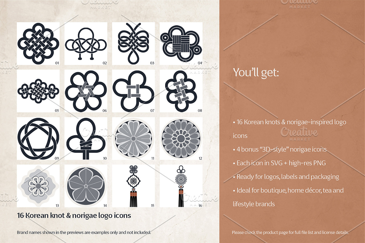 Korean Knot & Norigae Logo Icons, an Outline Icon by studio MoShie (Photo 5 of 5)