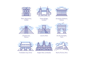 World famous landmarks set