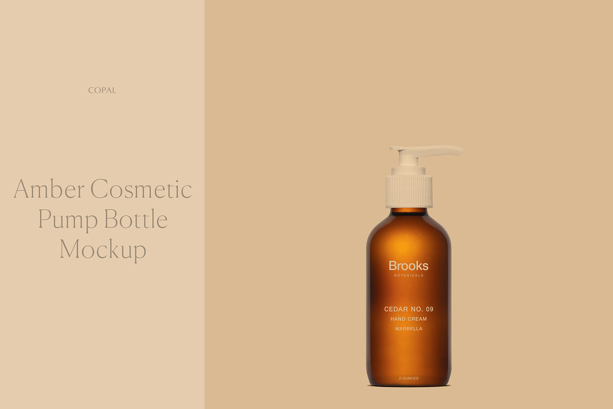 Amber Cosmetic Pump Bottle Mockup, a Cups & Container Mockup by Copal (Photo 1 of 16)