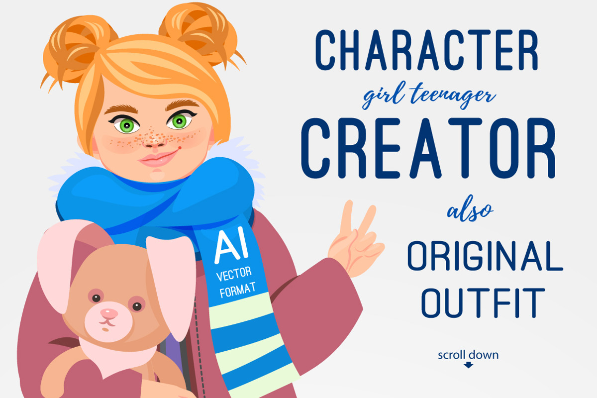 Girl teenager CHARACTER CREATOR (AI), a Person Illustration by Mandarinkas art (Photo 1 of 6)