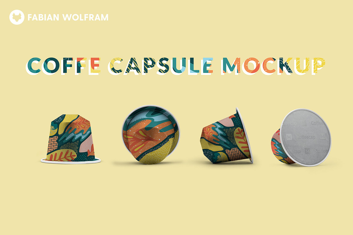 Coffee Capsule Mockup (Frontview), a Packaging Mockup by Fabian Wolfram (Photo 1 of 5)