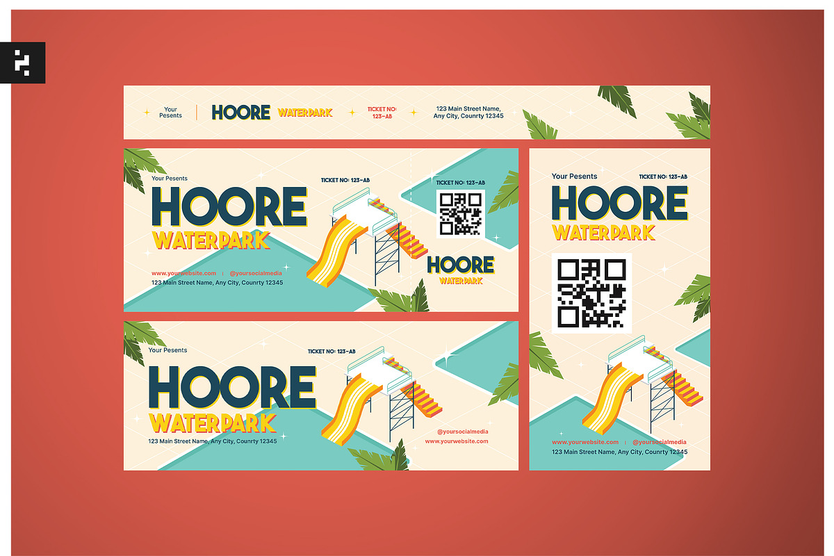 Creative Waterpark Ticket, a Stationery Template by Neermana (Photo 1 of 4)