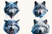 Watercolor Wolf Head Clipart Bundle, an Animal Illustration by BusyDaydesign (Thumbnail 6 of 9)