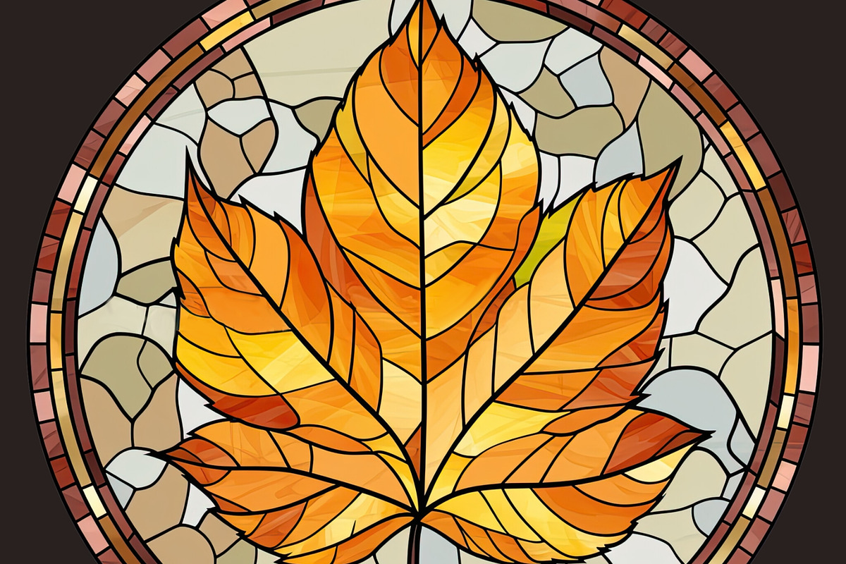 Autumn Leaves PNG Stained Glass, a Seasonal Illustration by Tanya Kart (Photo 2 of 7)