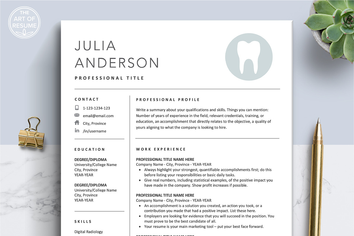 Dental Resumes | Dentist CV Resume, a Resume Template by The Art of Resume (Photo 1 of 8)