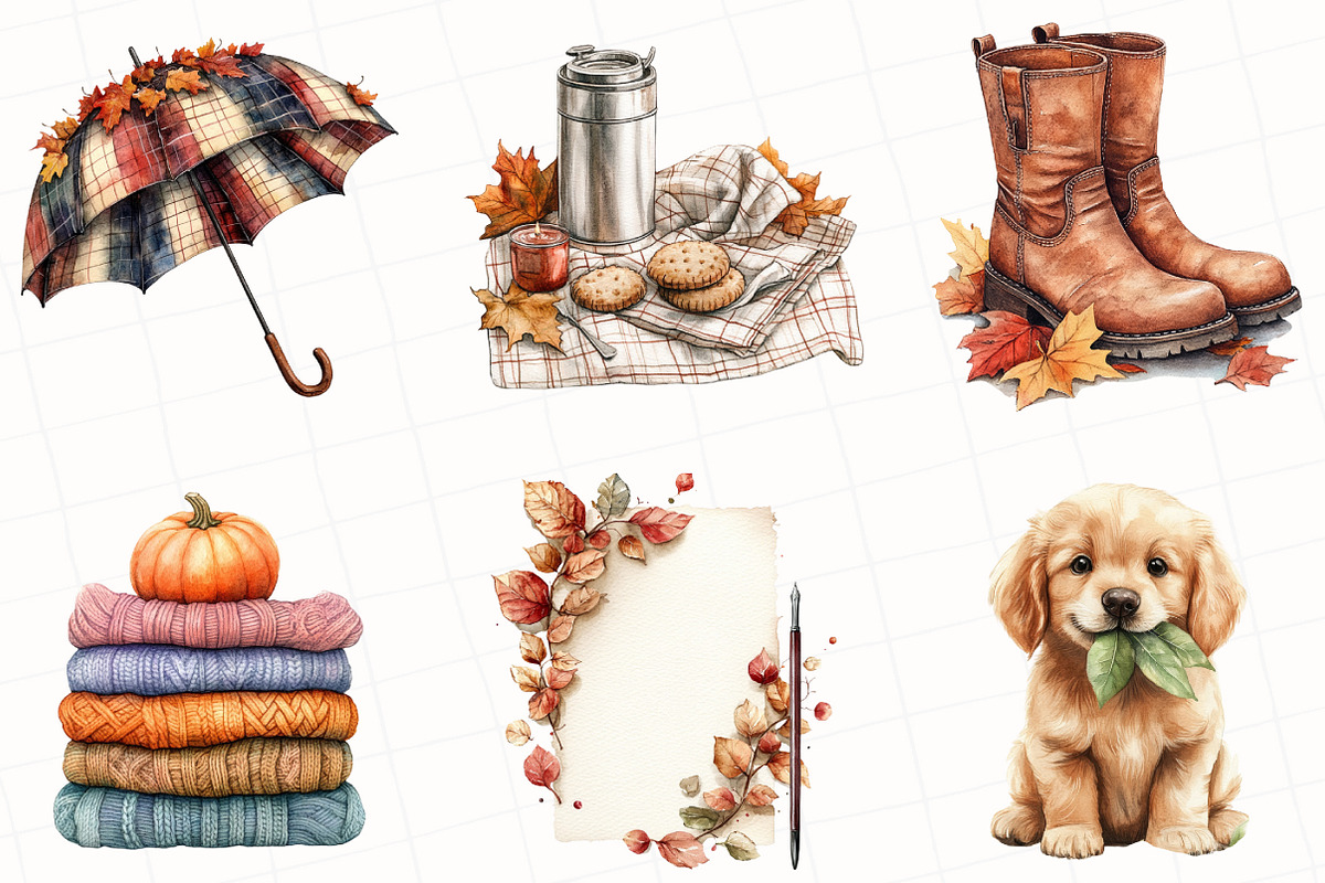 Watercolor Fall Season Clipart, an Illustration by OK Design (Photo 4 of 5)