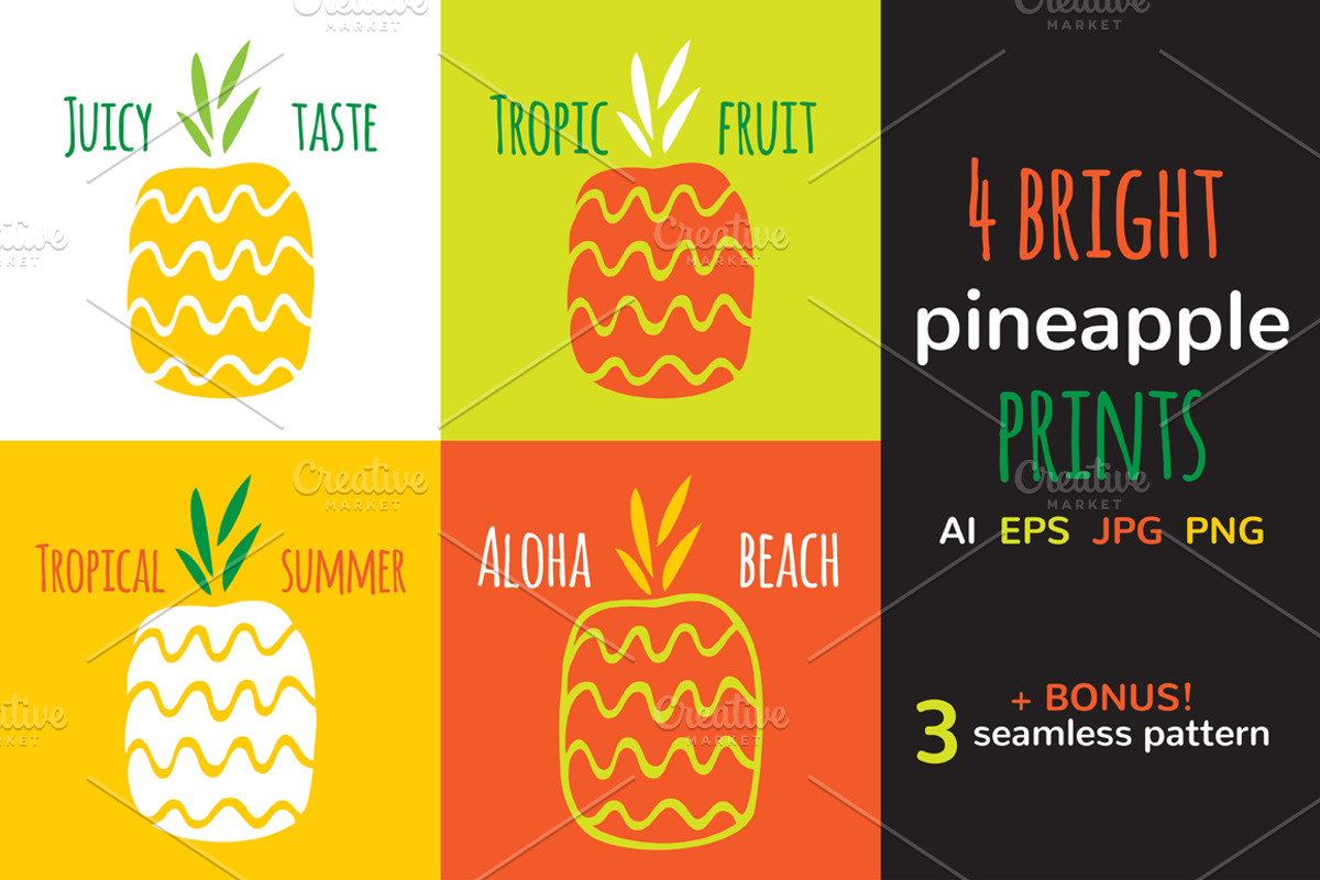 Pineapple seamless pattern, a Pattern Graphic by EvgeniaV (Photo 1 of 3)
