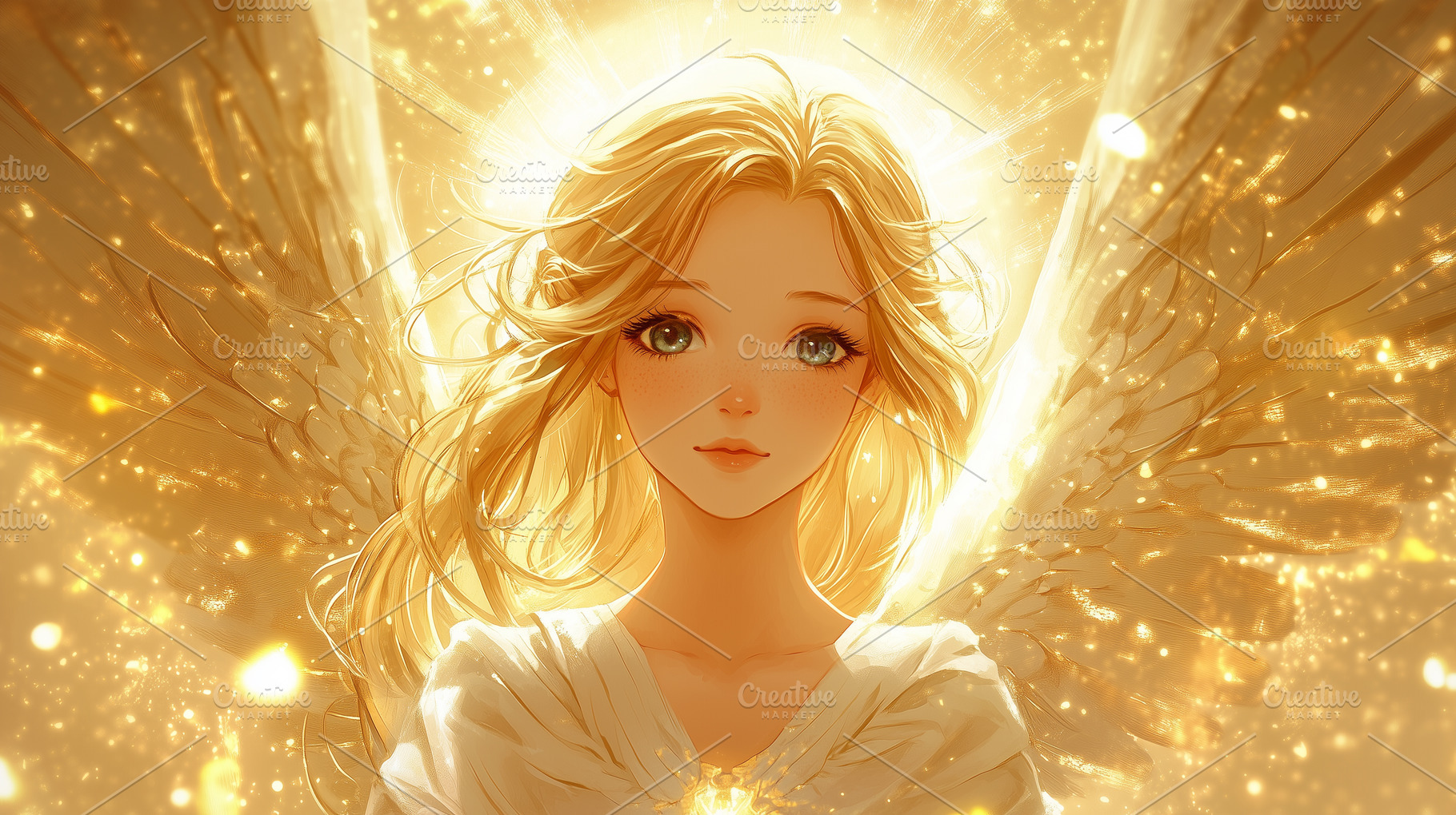 Anime radiant golden angel with flow, a Holiday Photo by MistyDay