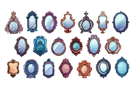 Cartoon Antique Handmade Mirrors of, an Illustration by LadadikArt