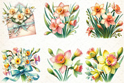Spring Daffodils Coquette Clipart, an Illustration by DreamCafeArt (Thumbnail 2 of 5)