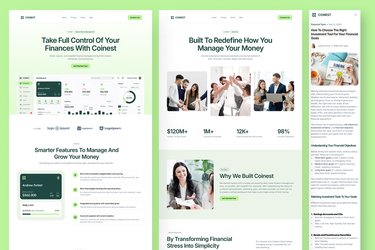 Coinest Finance SaaS Website Framer, a Websites & App Template by peterdraw (Photo 2 of 5)