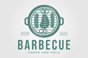 Barbecue grill with meat logo, a Graphic by Rizkaarishandy_shop (Thumbnail 1 of 2)