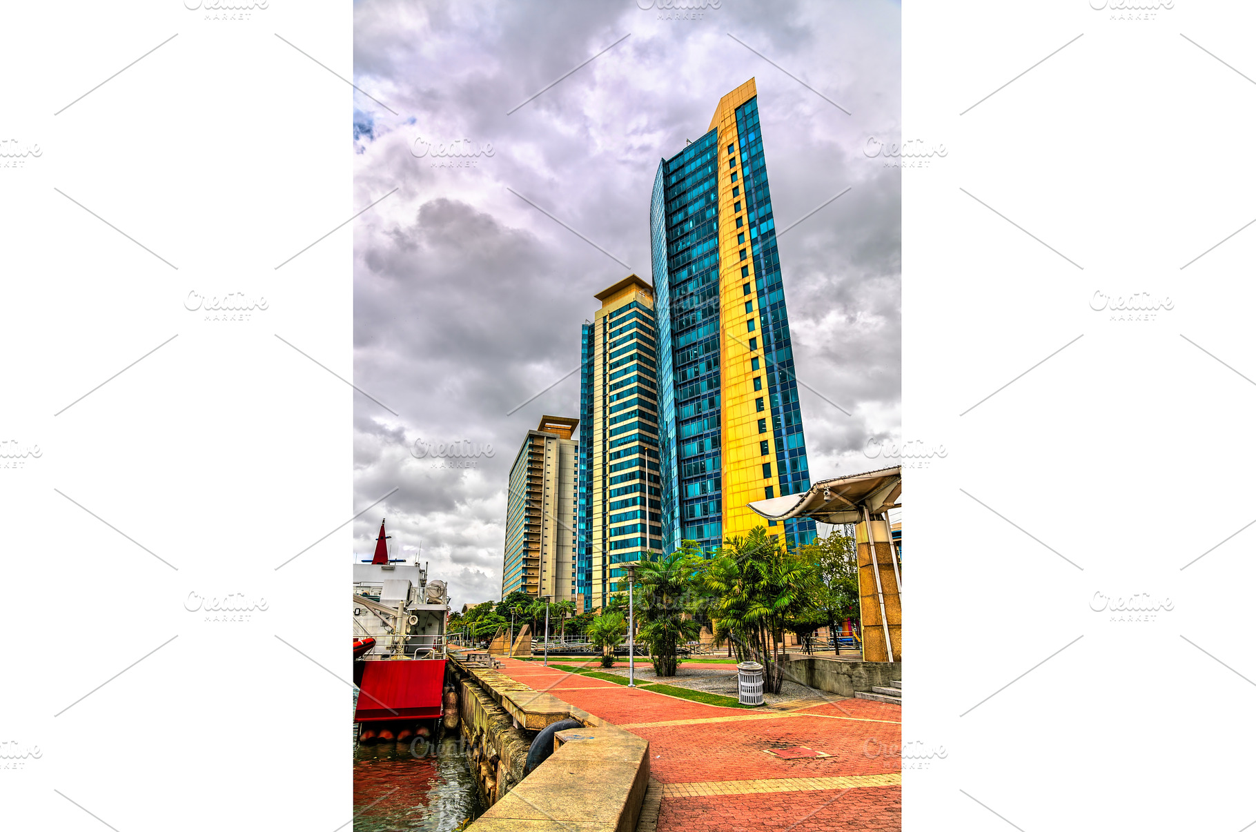 Waterfront towers in Port of Spain, an Architecture Photo by Leonid Andronov
