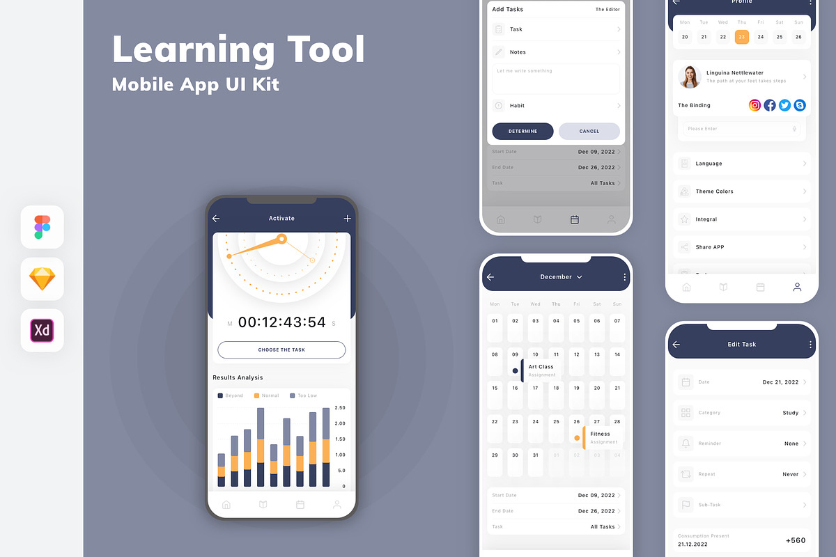 Learning Tool Mobile App UI Kit, an UI Kit Template by uicube