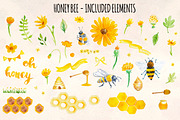 Honey Bee Watercolor Bundle, an Animal Illustration by Violet LeBeaux (Thumbnail 2 of 3)
