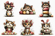 Whimsical Easter Cats Clipart Png, an Illustration by Craft Nest (Thumbnail 10 of 10)