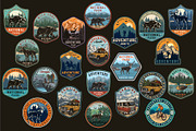 64 Retro Camping badges, a Branding & Logo Template by DGIM studio (Thumbnail 3 of 7)